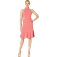 Rochii de zi Crepe Mock Neck Halter Midi Dress Femei