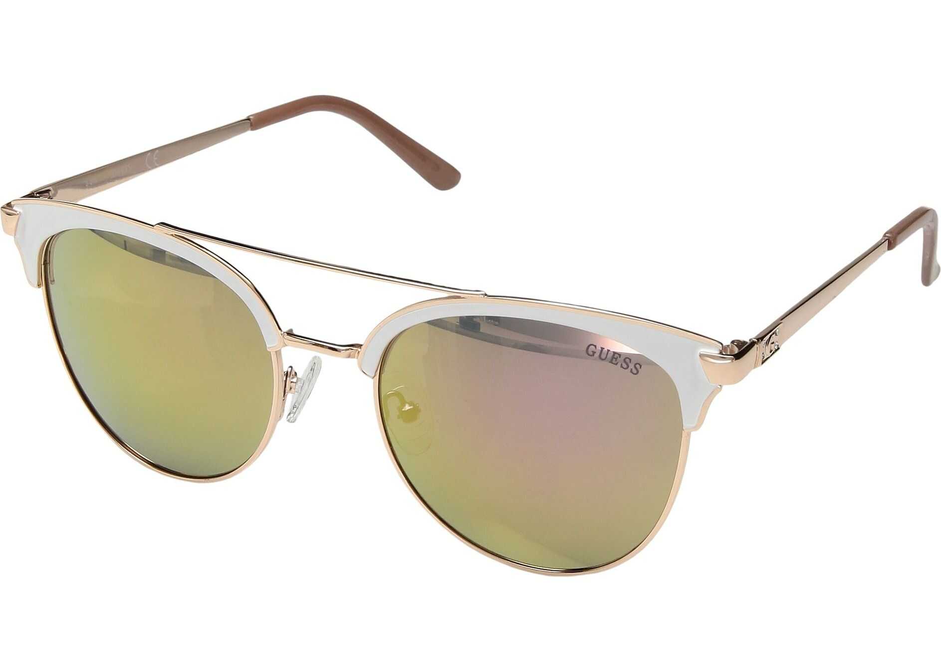 GUESS GF6048 Shiny Rose Gold/Bordeaux Mirror Lenses