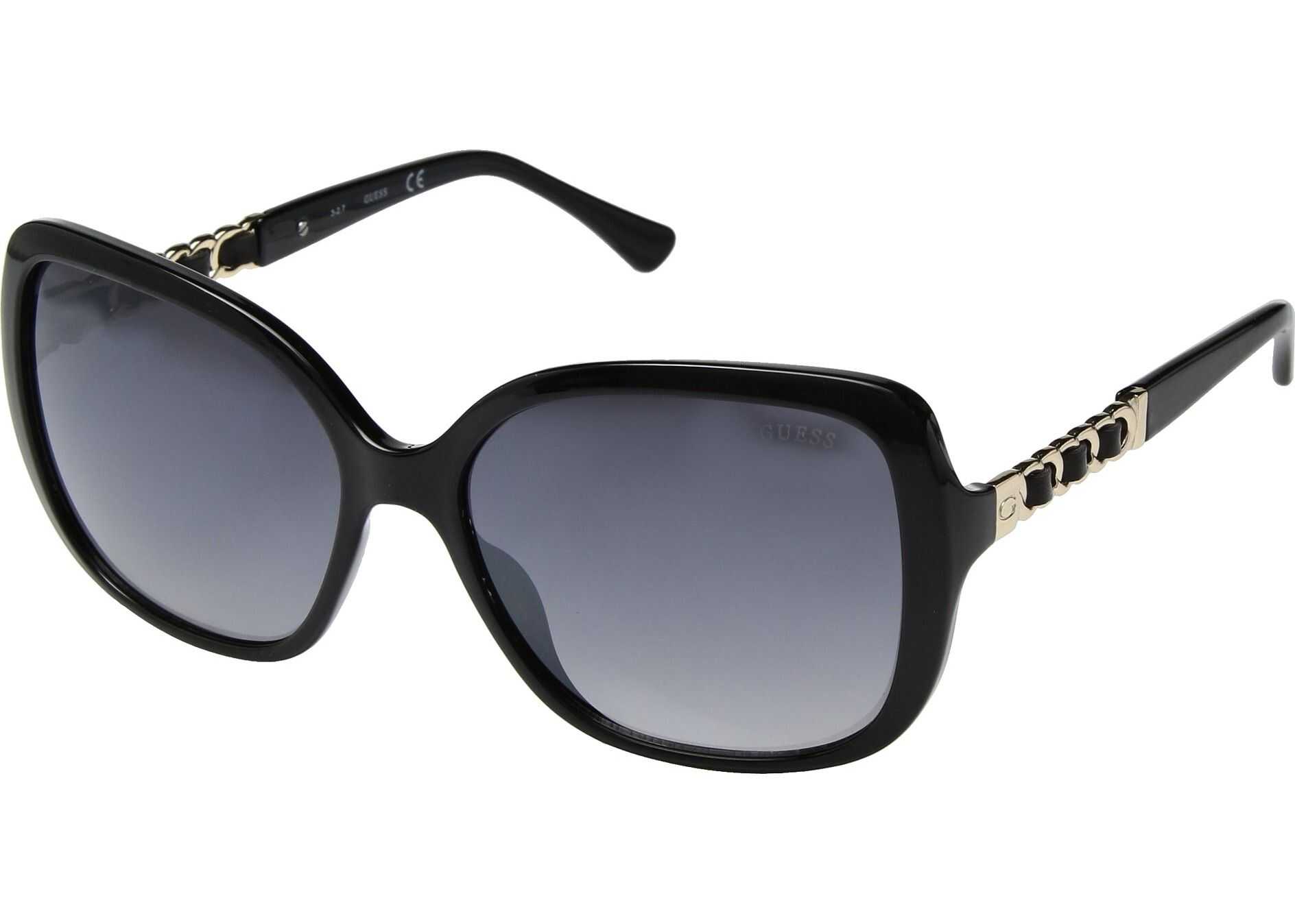 GUESS GF6060 Shiny Black with Gold/Smoke Gradient with Light Flash Lens