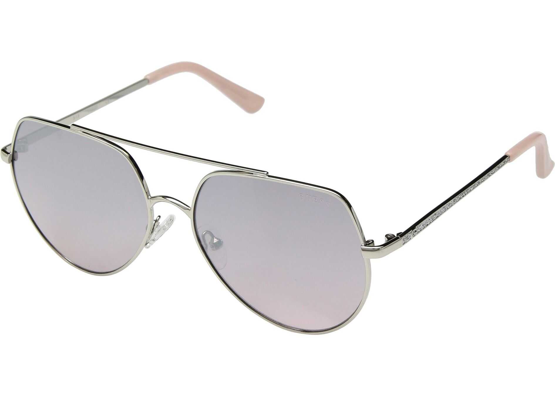 GUESS GF6057 Shiny Silver/Pink Gradient Flash Lens