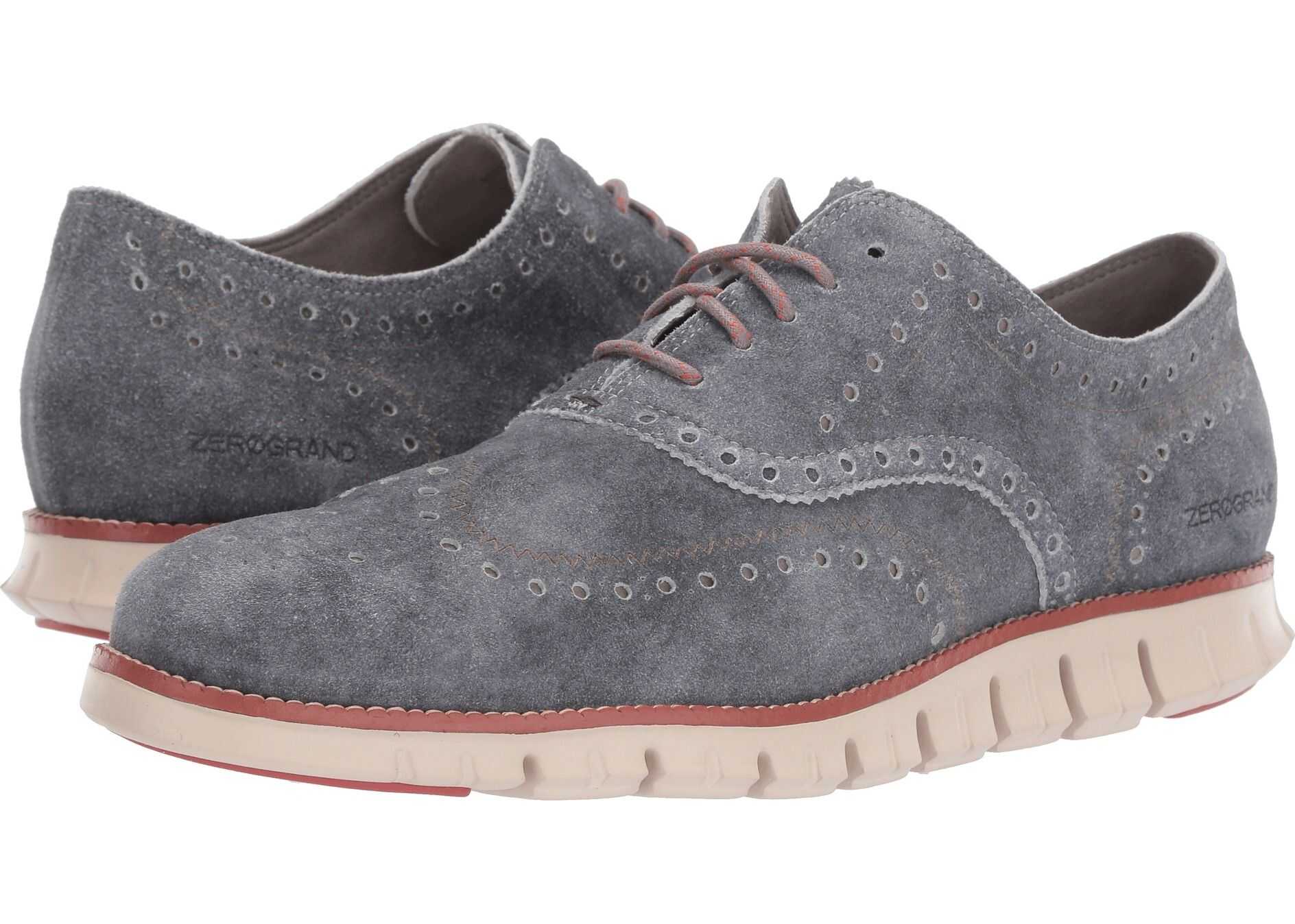 Cole Haan Zerogrand Wingtip Oxford Leather Denim Extra Grey Suede/Redwood/Brazilian Sand