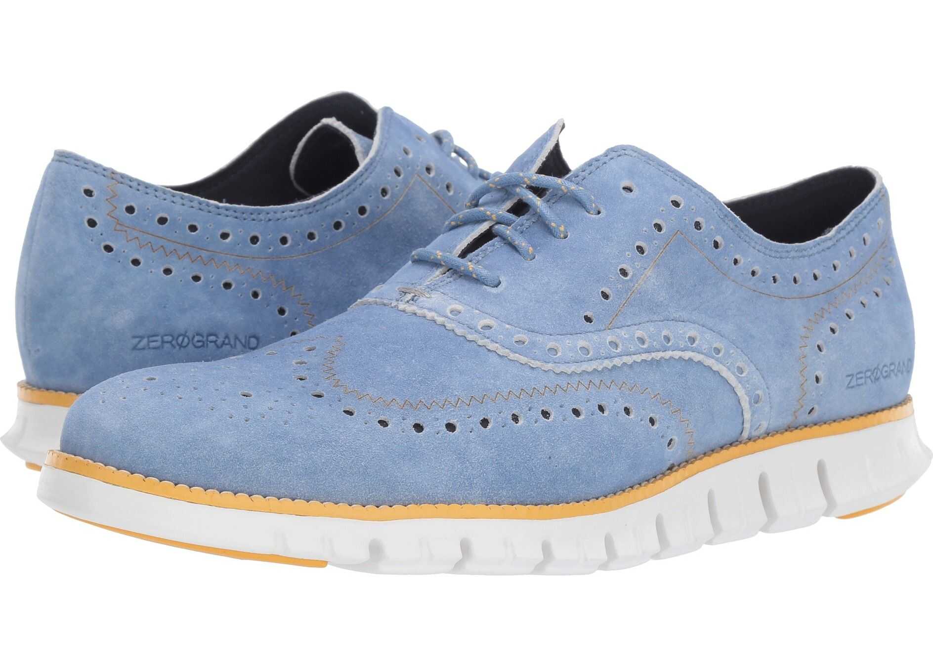 Cole Haan Zerogrand Wingtip Oxford Leather Denim Extra Blue Suede/Sunset Gold/Optic White