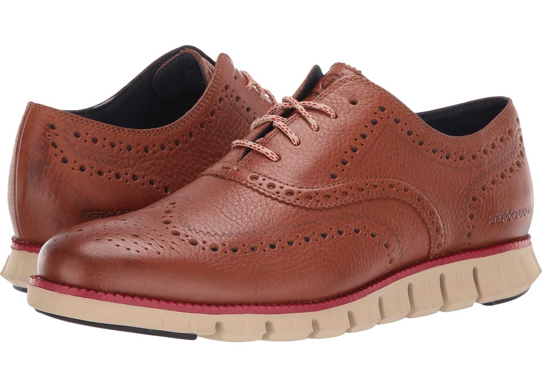 Cole Haan Zerogrand Wingtip Oxford Leather Habana Leather/Tango Red/Curds & Whey