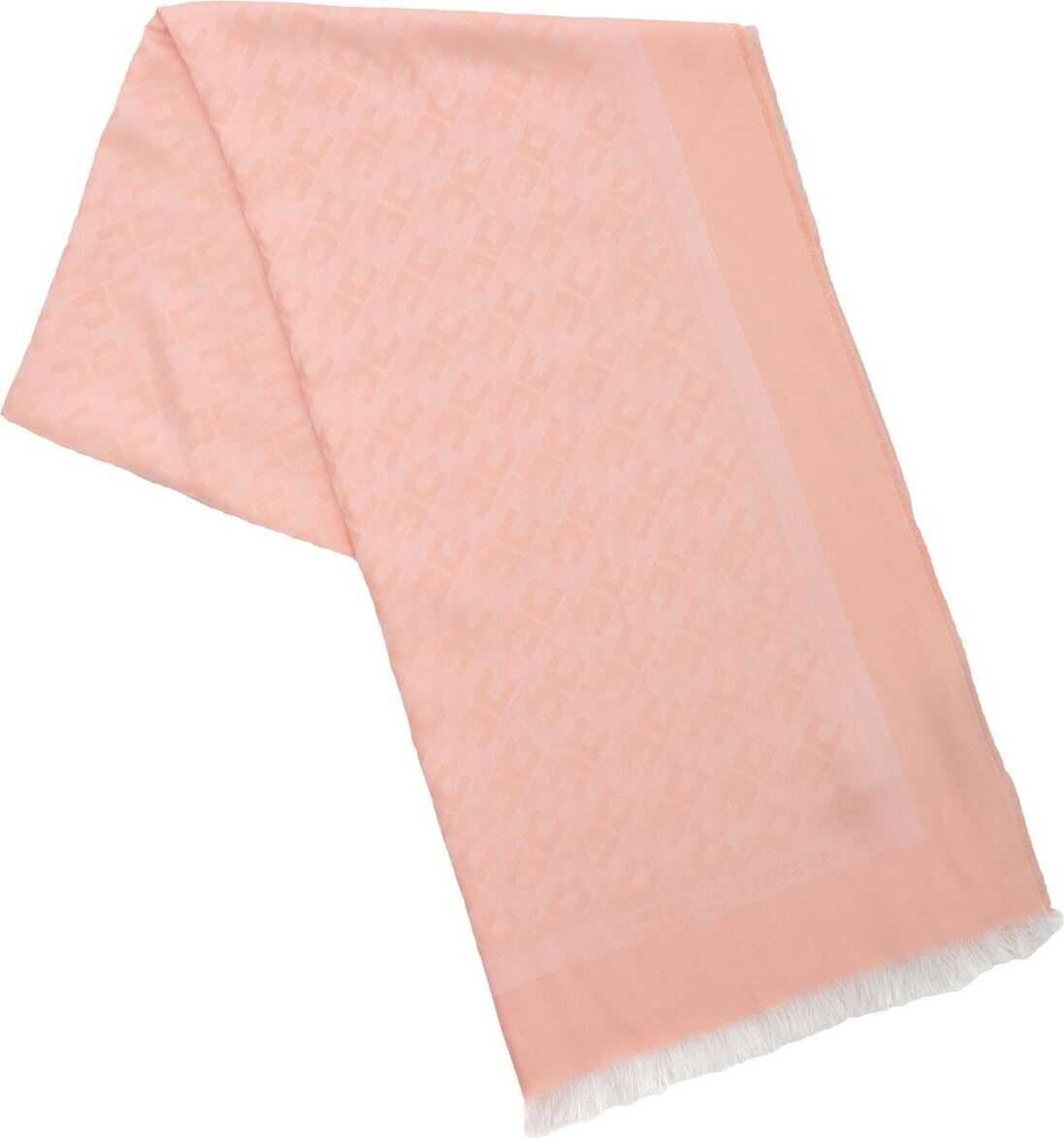 Elisabetta Franchi Monogram Pashmina In Old Pink Pink