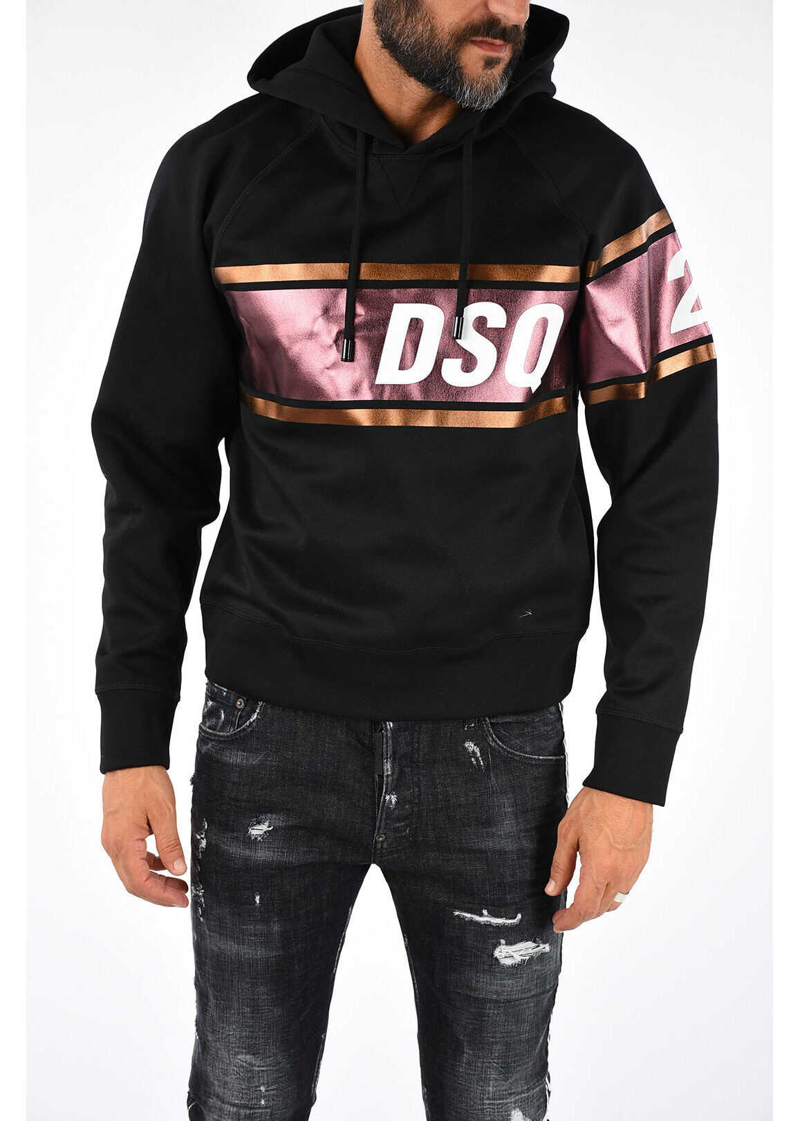 DSQUARED2 Printed Hooded COOL FIT Sweatshirt BLACK