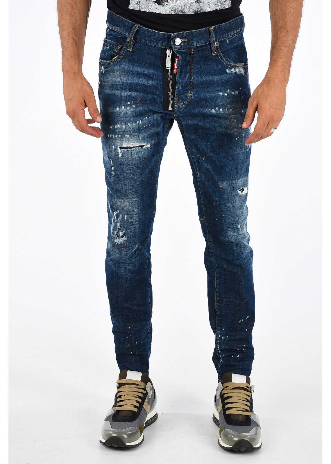 DSQUARED2 17cm Distressed and Printed CITY BIKER Jeans BLUE