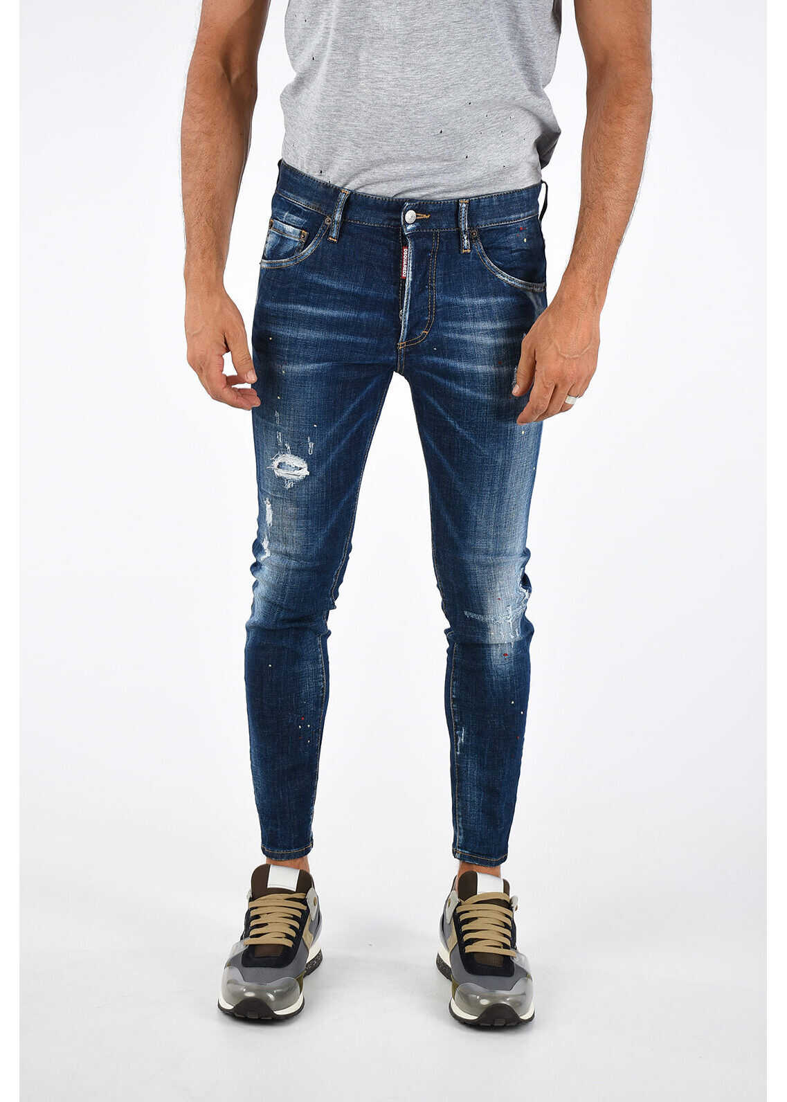 DSQUARED2 14cm Distressed and Printed SKINNY DAN Jeans BLUE