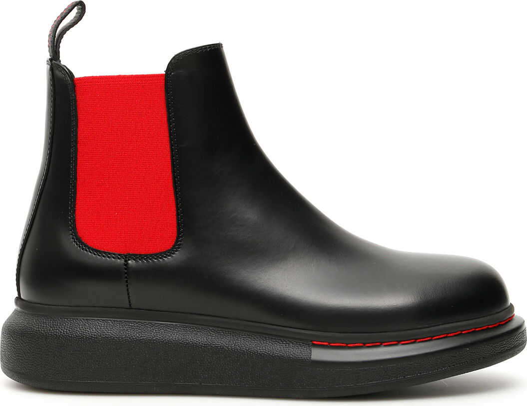 Alexander McQueen Chelsea Hybrid Boots BLACK RED BLACK