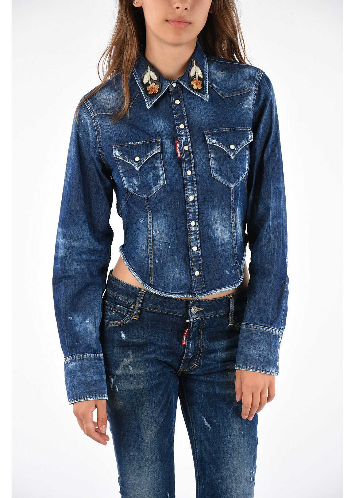 DSQUARED2 Denim Embroidered Shirt BLUE