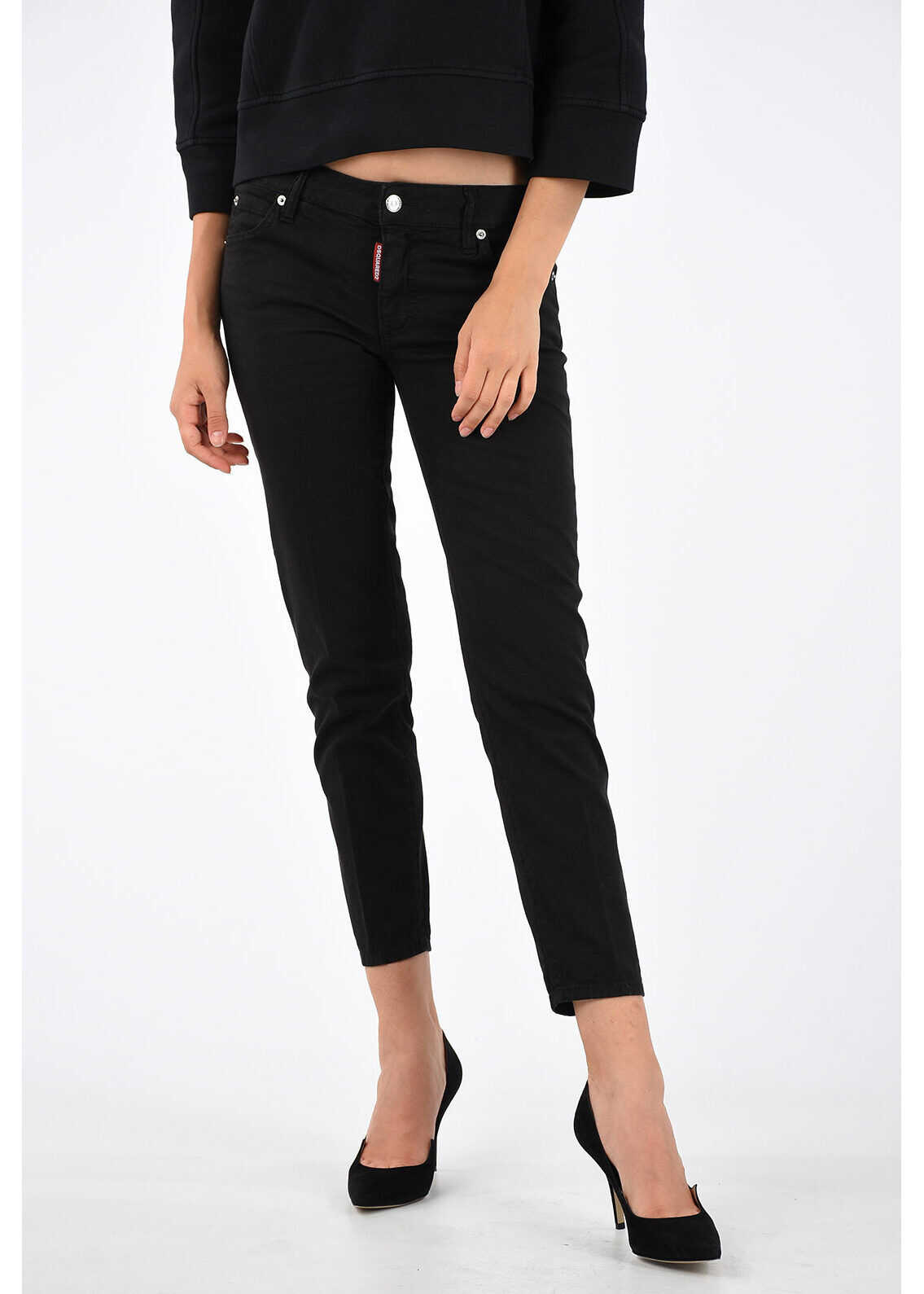 DSQUARED2 15cm CROPPED TWIGGY Jeans BLACK