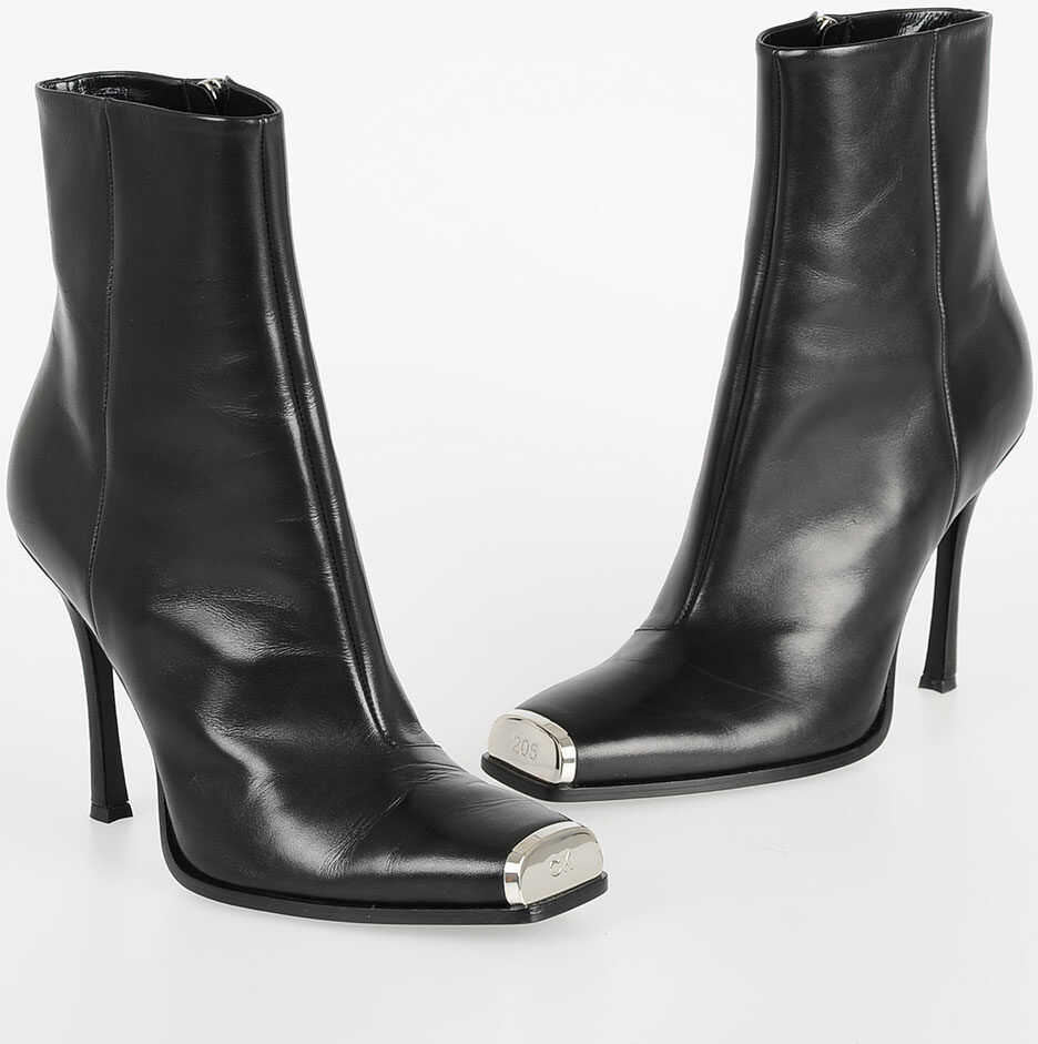 Calvin Klein 205W39NYC 8cm Leather Ankle Boots BLACK