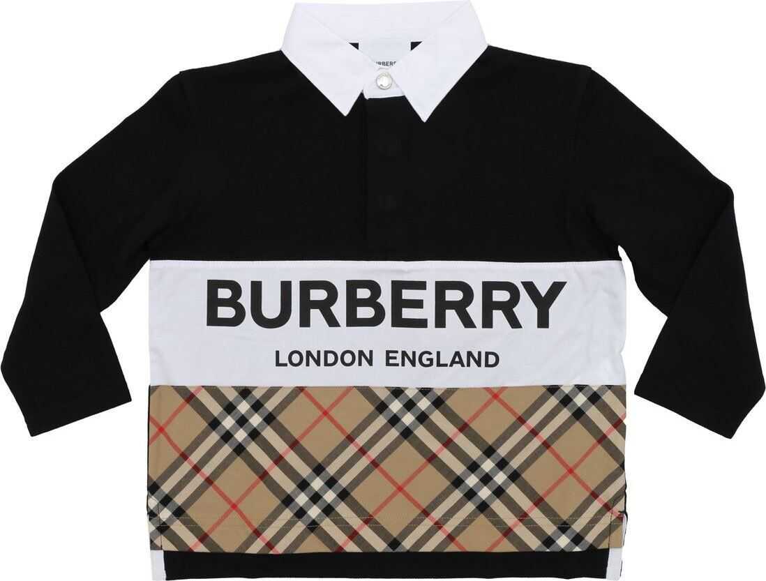 Burberry Quentin Long Sleeve Polo In Black Black