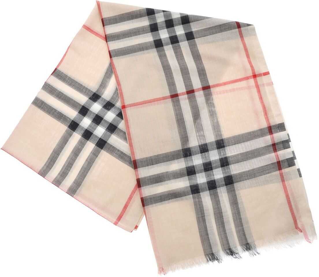 Burberry Giant Lightweight Check Scarf Beige