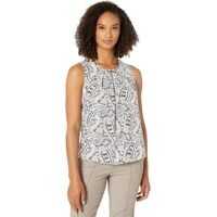 Maiouri Printed Pleat Neck Sleeveless Woven Femei