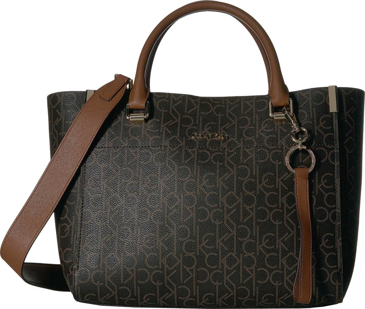 Calvin Klein Raelynn Signature Satchel Brown/Khaki/Luggage