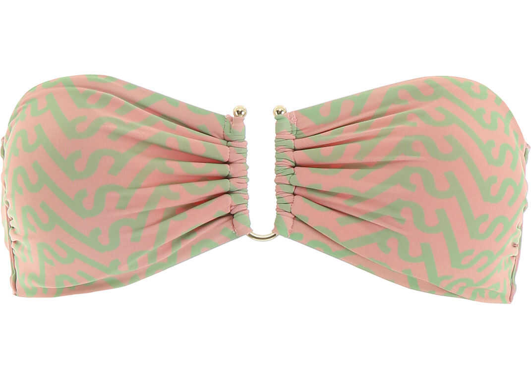 Self-Portrait Monogram Bikini Top GREEN PINK