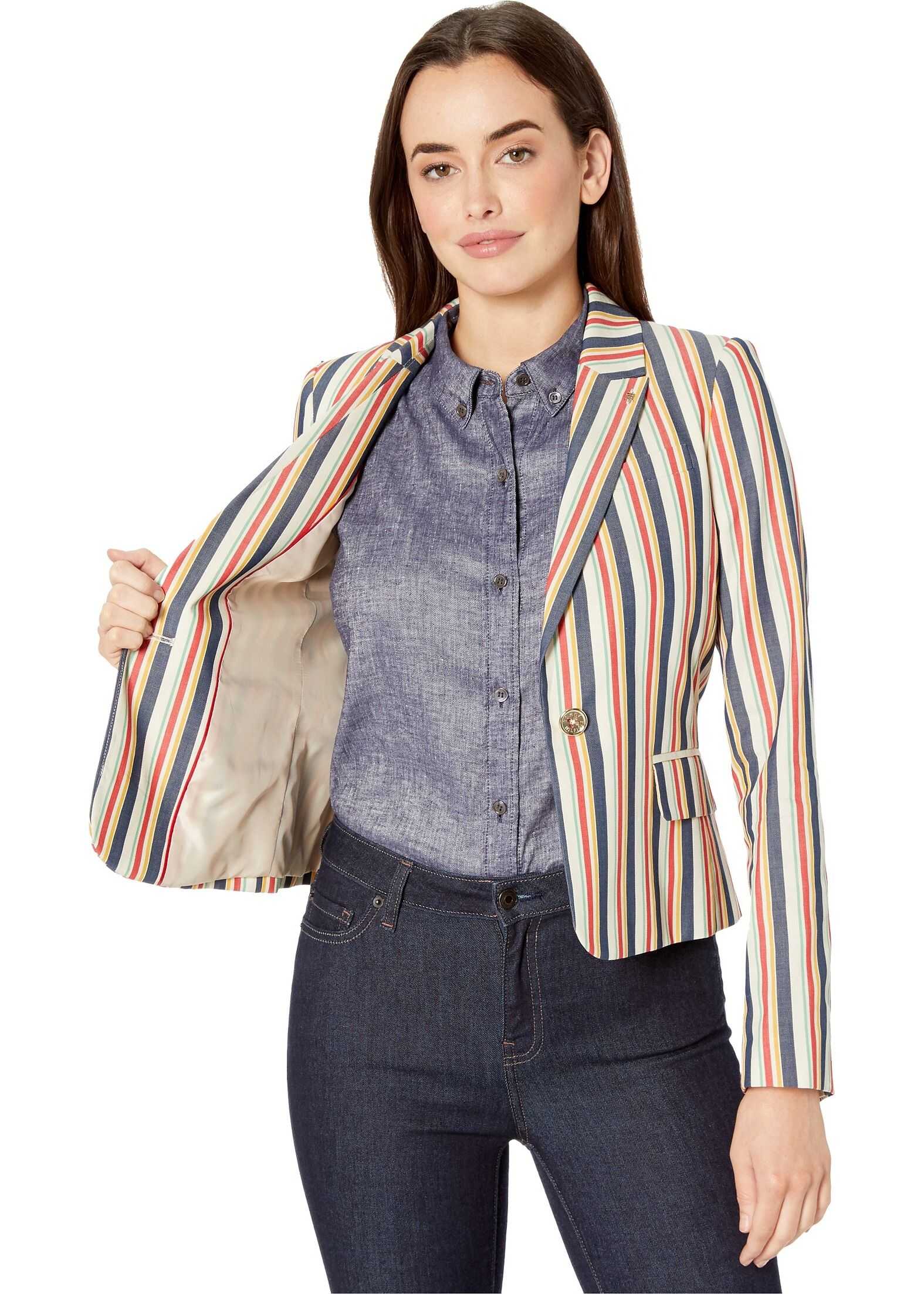 Tommy Hilfiger Multi Stripe One-Button Jacket Khaki Multi