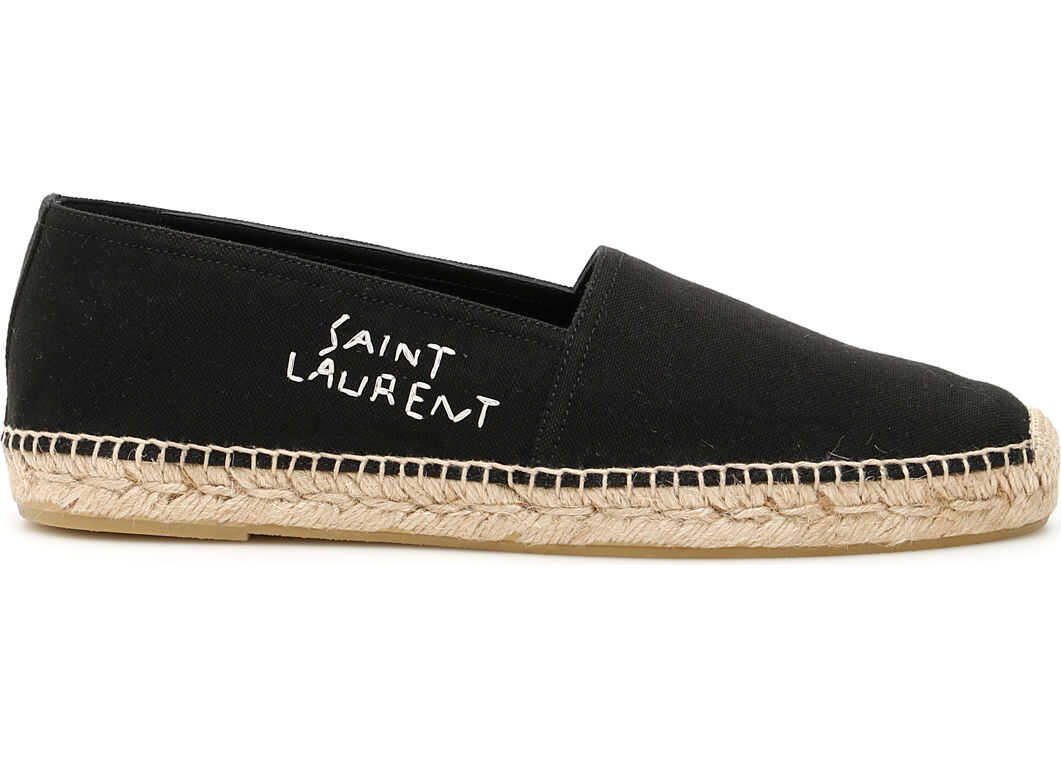 Saint Laurent Canvas Espadrilles With Embroidered Logo NERO