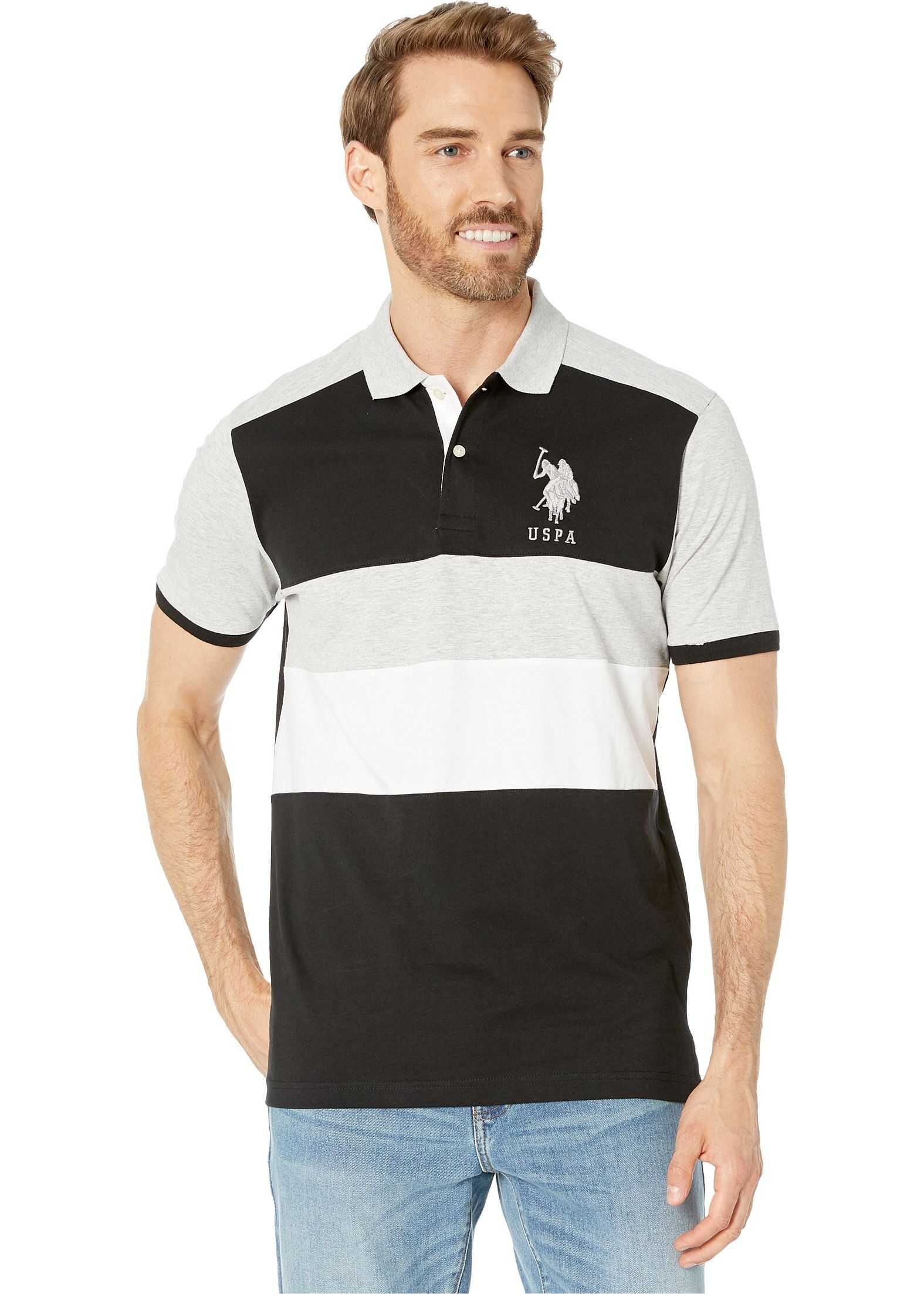 U.S. POLO ASSN. Chest Stripe Color Block Black
