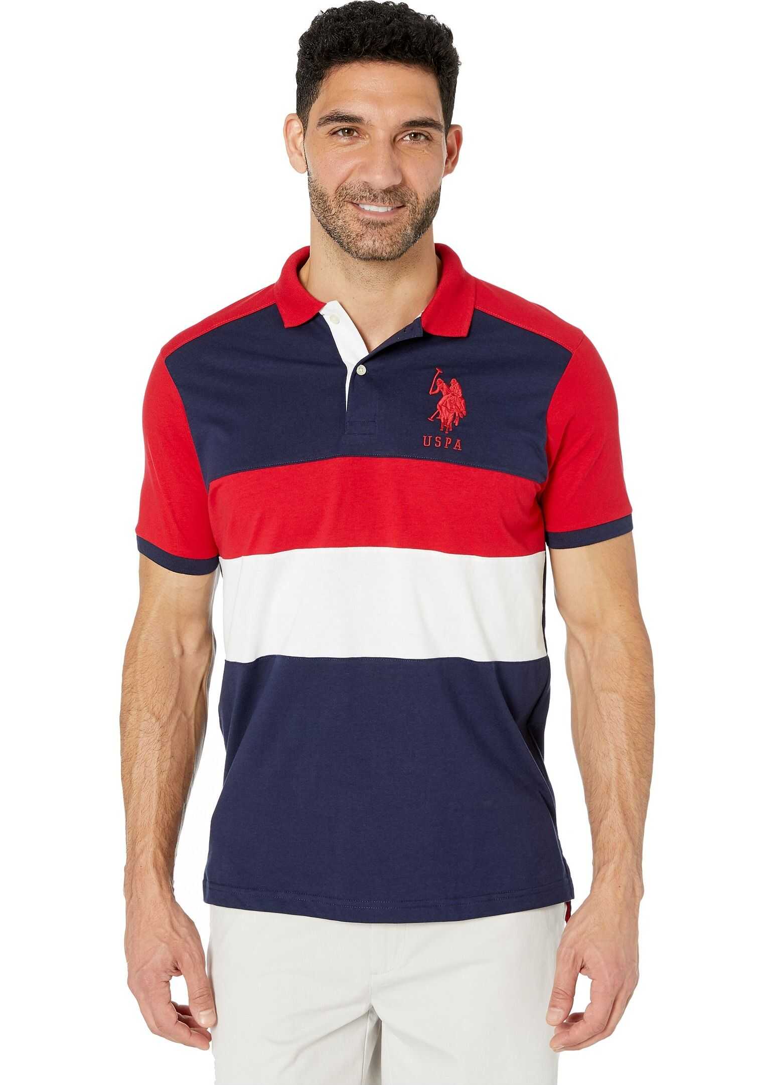 U.S. POLO ASSN. Chest Stripe Color Block Classic Navy