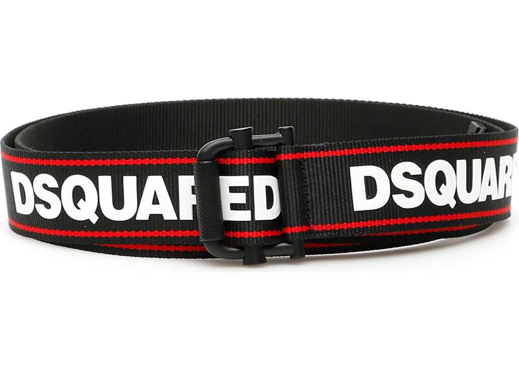 DSQUARED2 Logo Fabric Belt BLACK WHITE RED