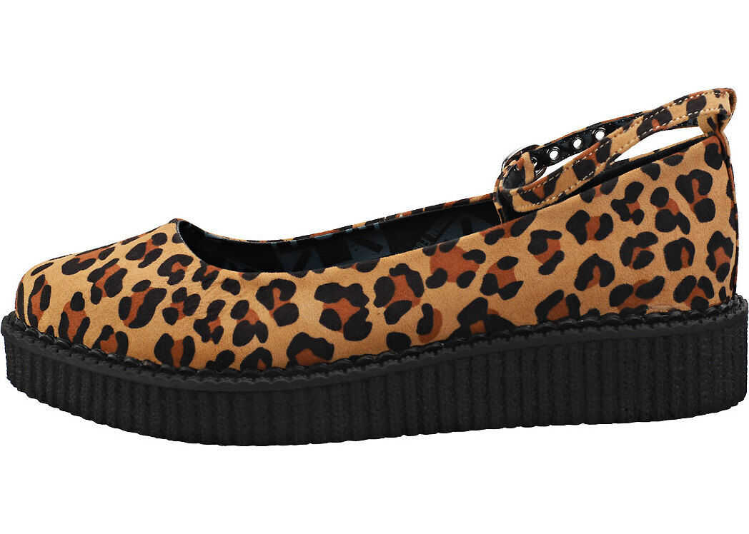 TUK T.u.k Pointed Creeper Ballet Creeper Shoes In Leopard Multi-Colour