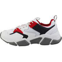 Sneakers Chunky Mixed Textile Fashion Trainers In White Red Black Barbati