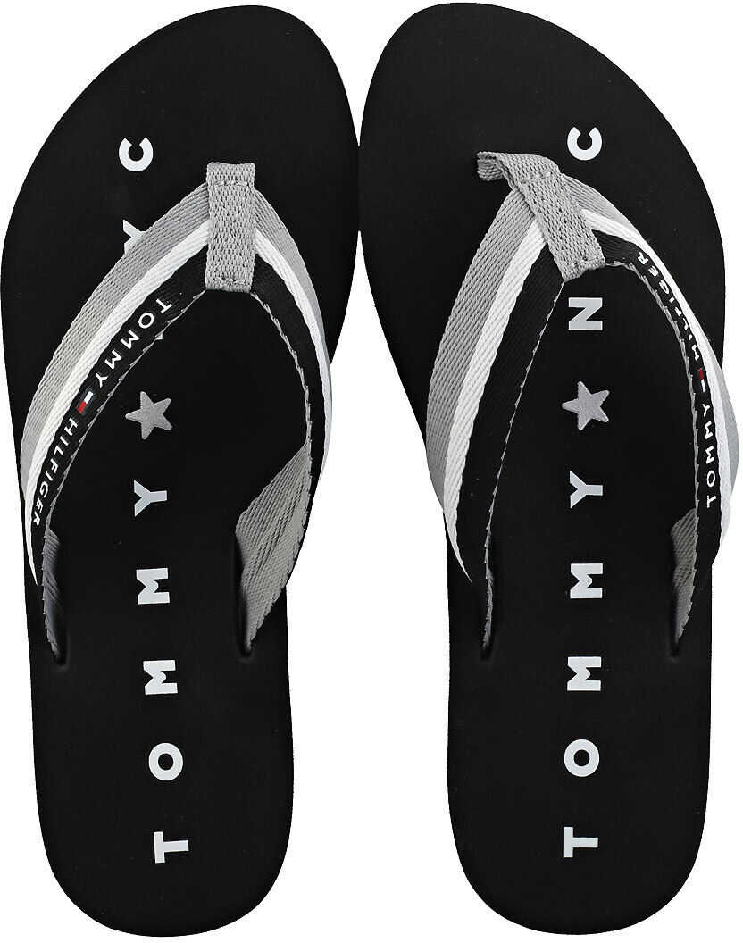 Tommy Hilfiger Tommy Loves Ny Beach Beach Flip Flops In Black Black