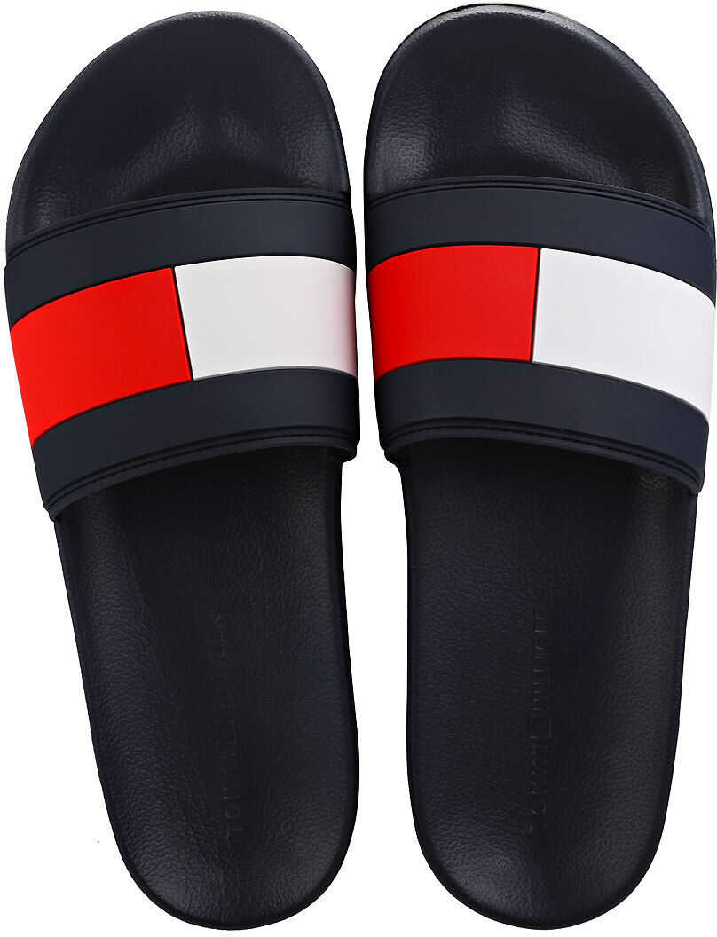 Tommy Hilfiger Essential Flag Pool Slide Sandals In Red White Blue Red