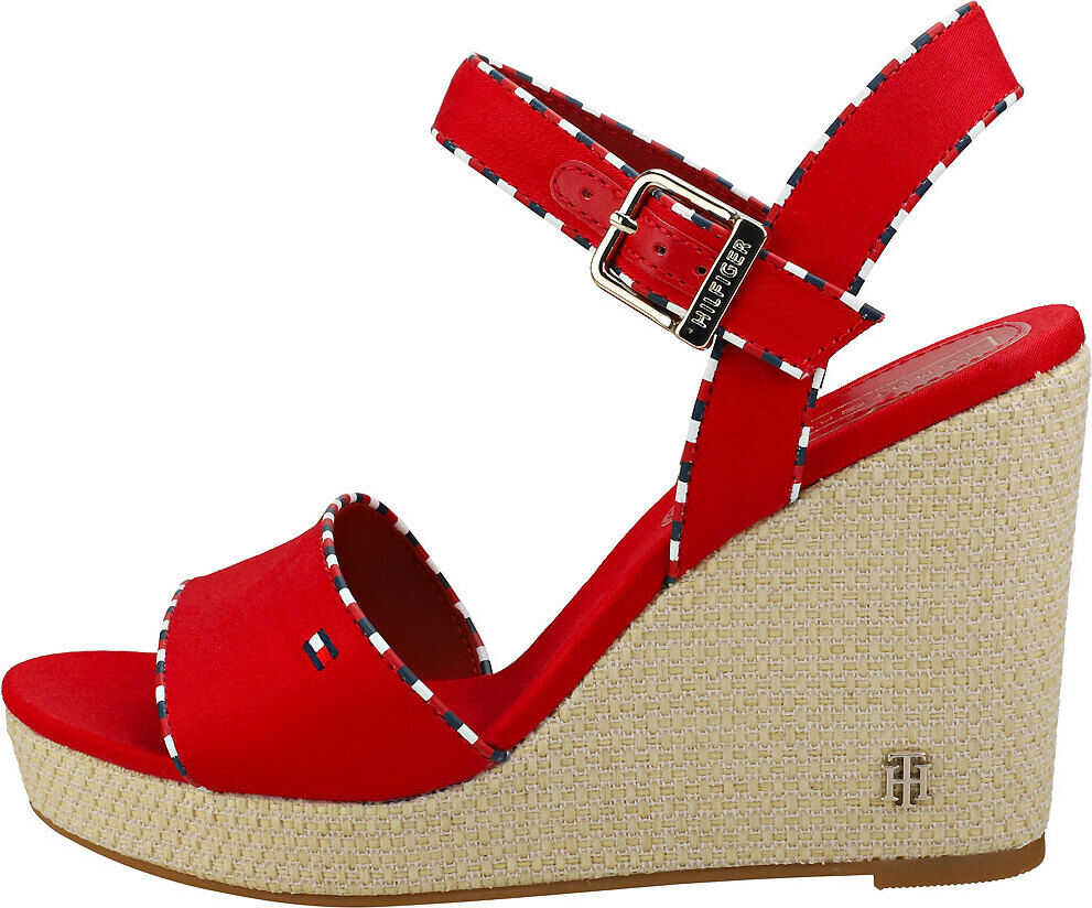 Tommy Hilfiger Corporate Detail High Wedge Sandals In Red Red