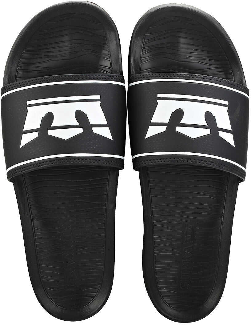 Supra Lockup Slide Sandals In Black White Black