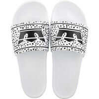 Slapi Supra Lockup Slide Sandals In White Black