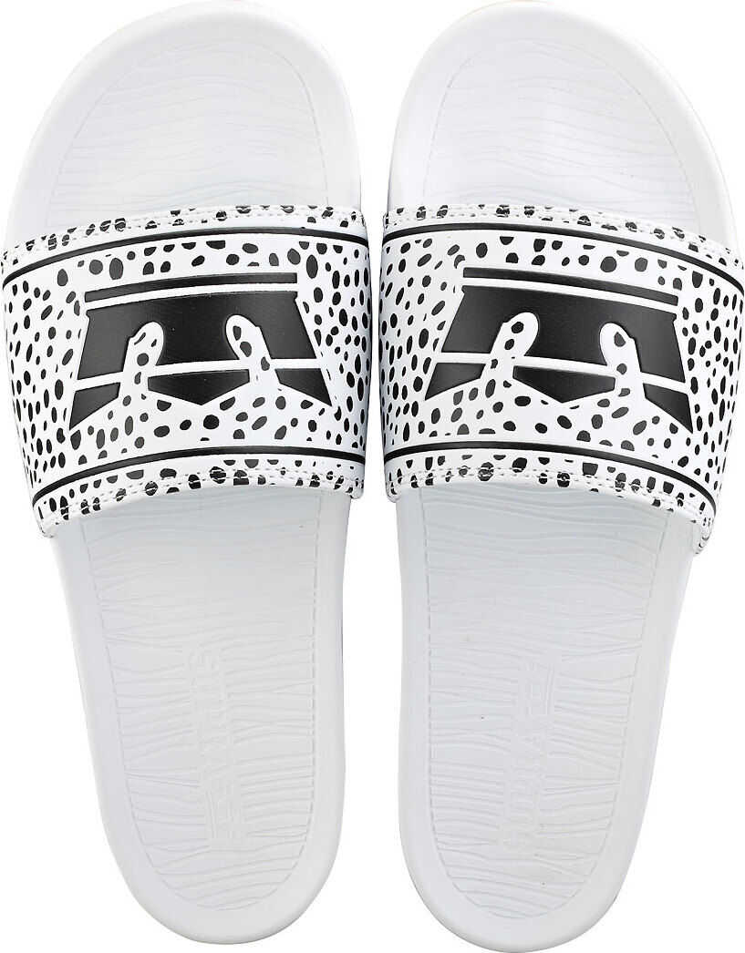 Supra Lockup Slide Sandals In White Black White