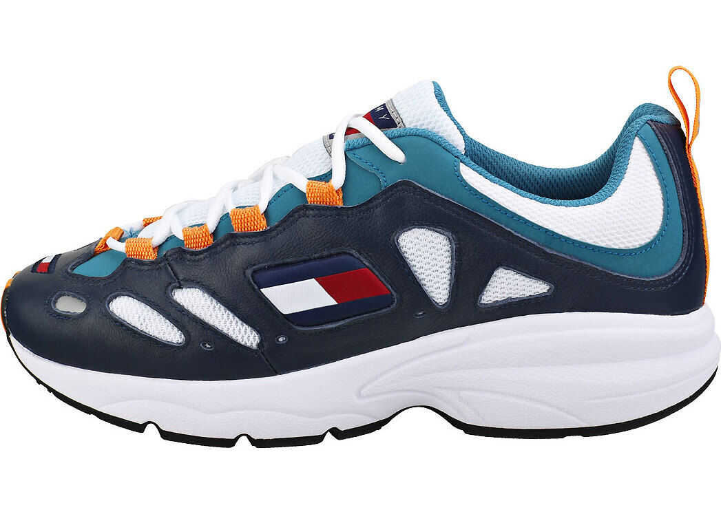 Tommy Jeans Retro Sneakers Casual Trainers In Blue Orange Blue