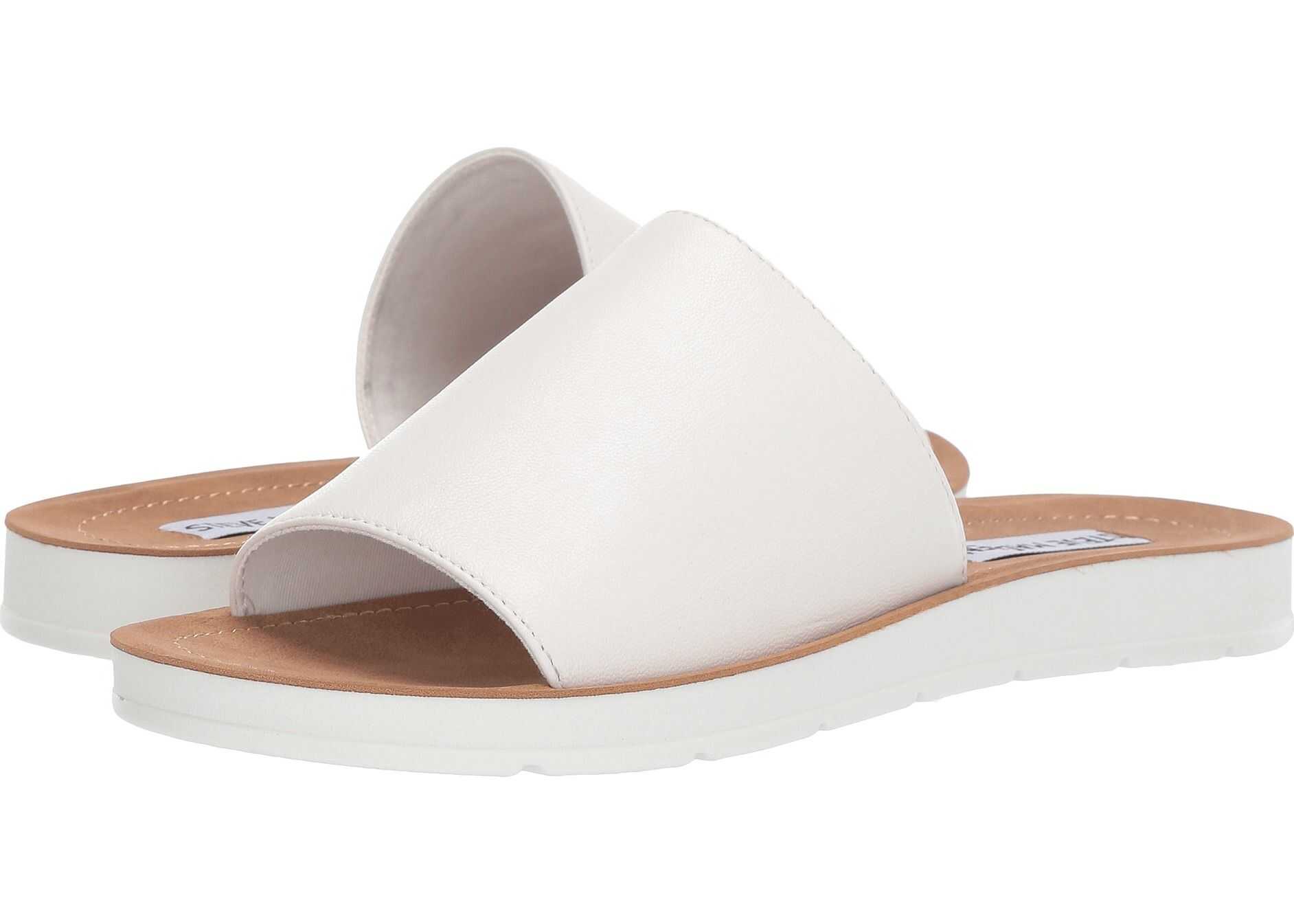 Steve Madden Porter Flat Sandal White Leather