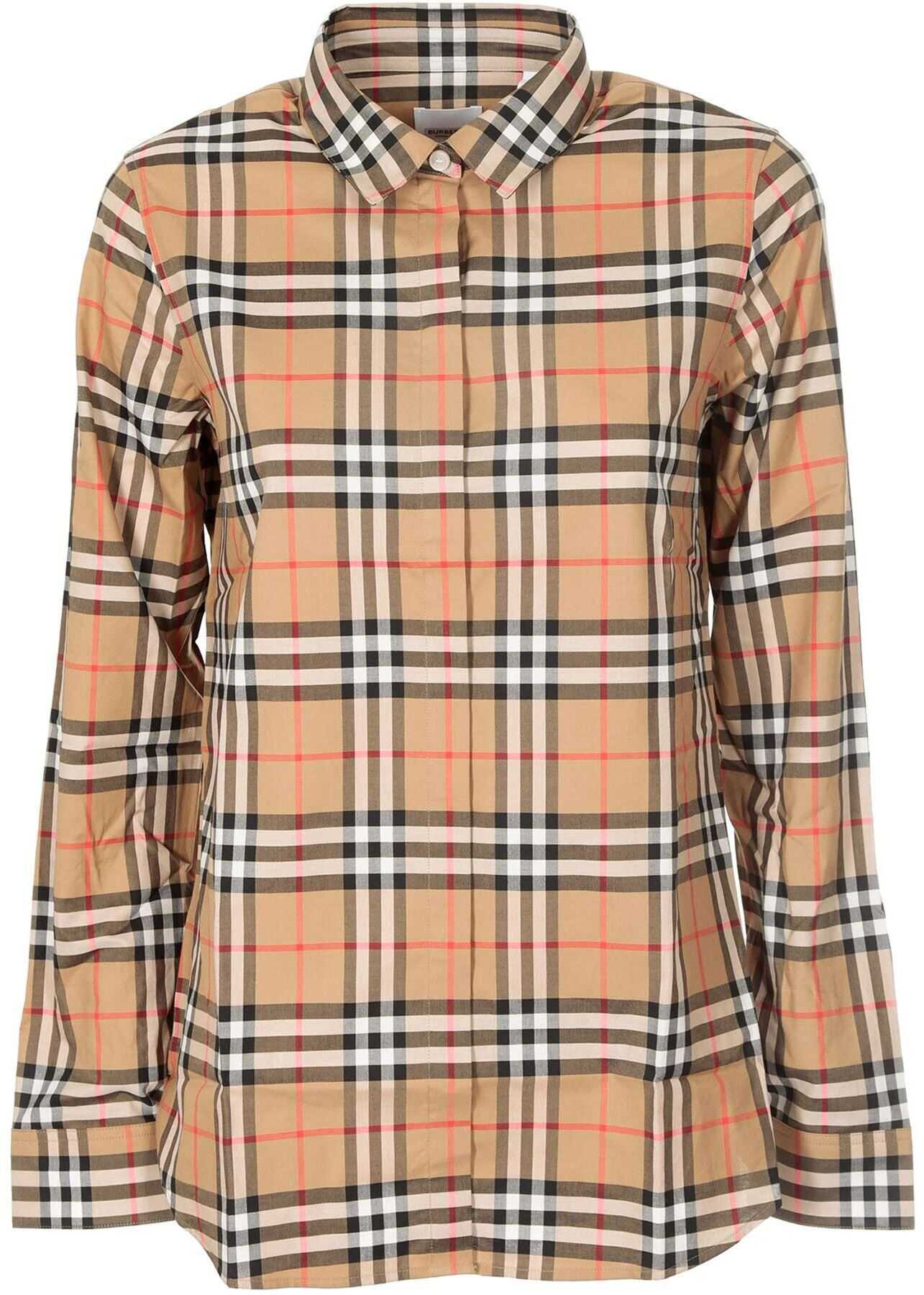 Burberry Crow Shirt In Check Motif Beige