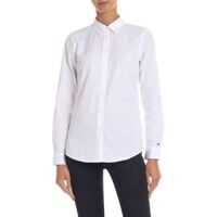 Camasi casual White Shirt With Lamè Logo Embroidery Femei