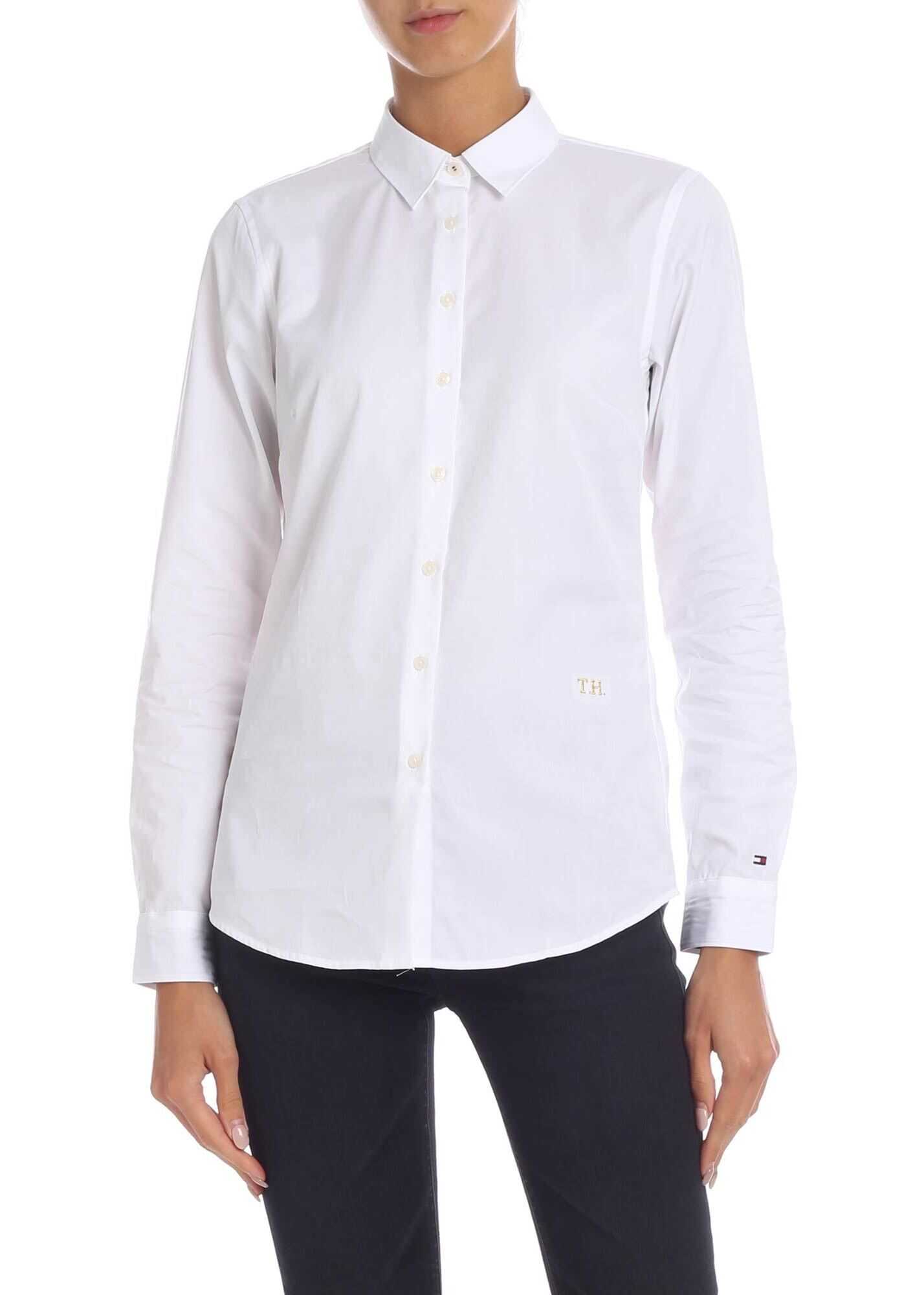 Camasa Tommy Hilfiger White Shirt With Lamè Logo Embroidery White