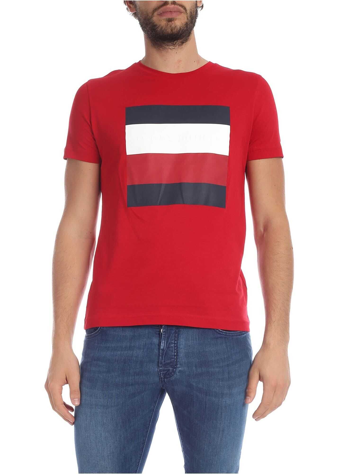 Tommy Hilfiger Red T-Shirt With Contrasting Logo Print Red
