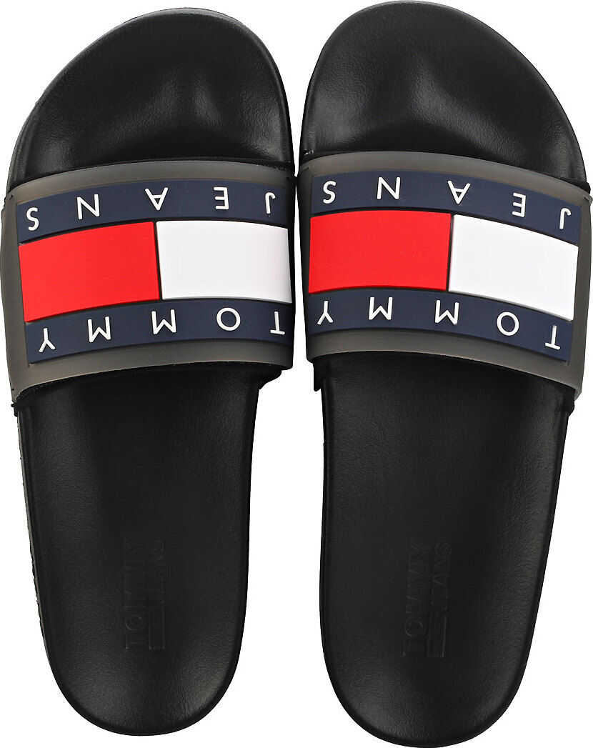 Tommy Jeans Translucent Flag Pool Slide Sandals In Black Black