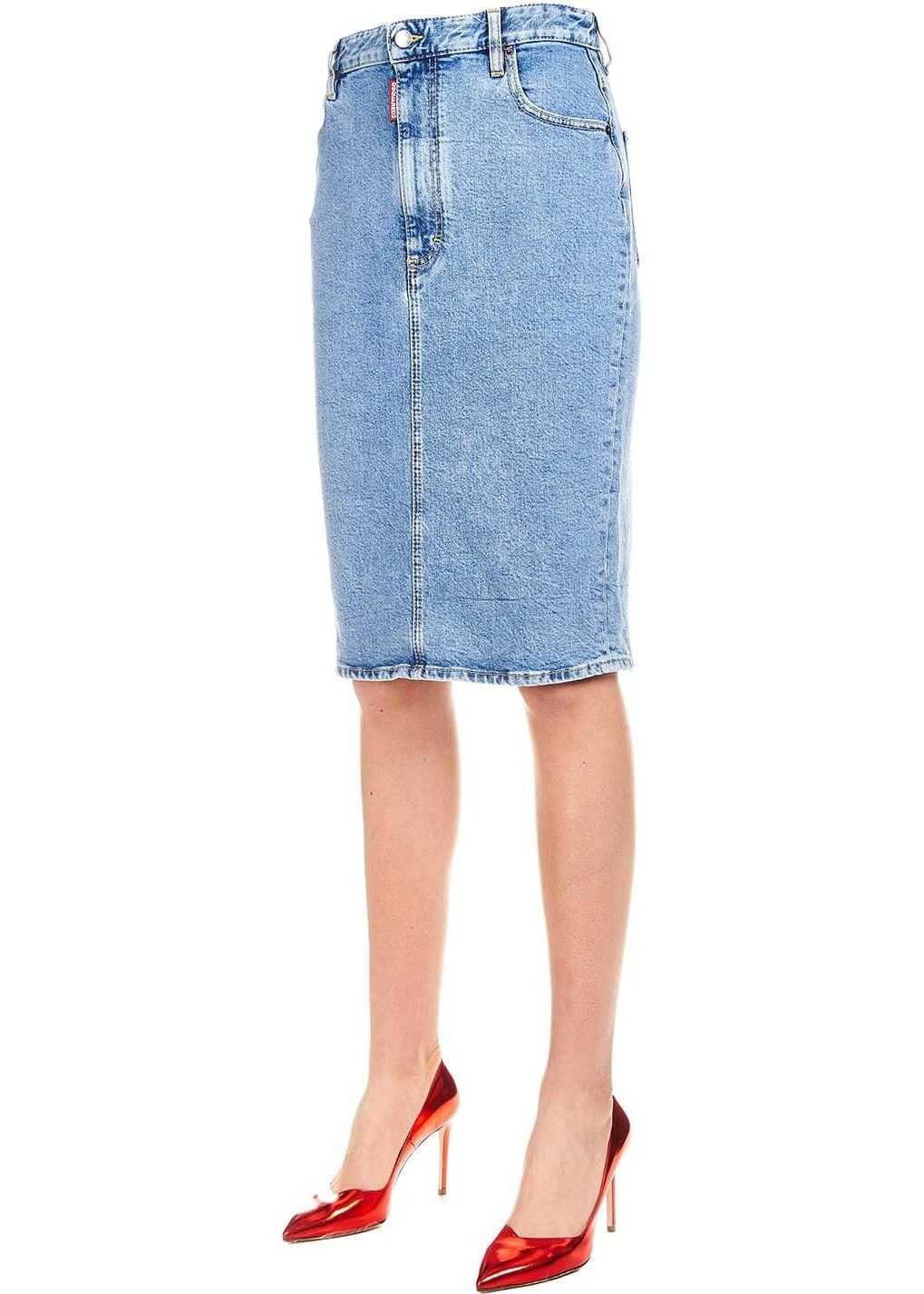 DSQUARED2 Midi skirt in denim Light blue