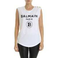 Bluze Balmain Flock Logo Top In White Femei