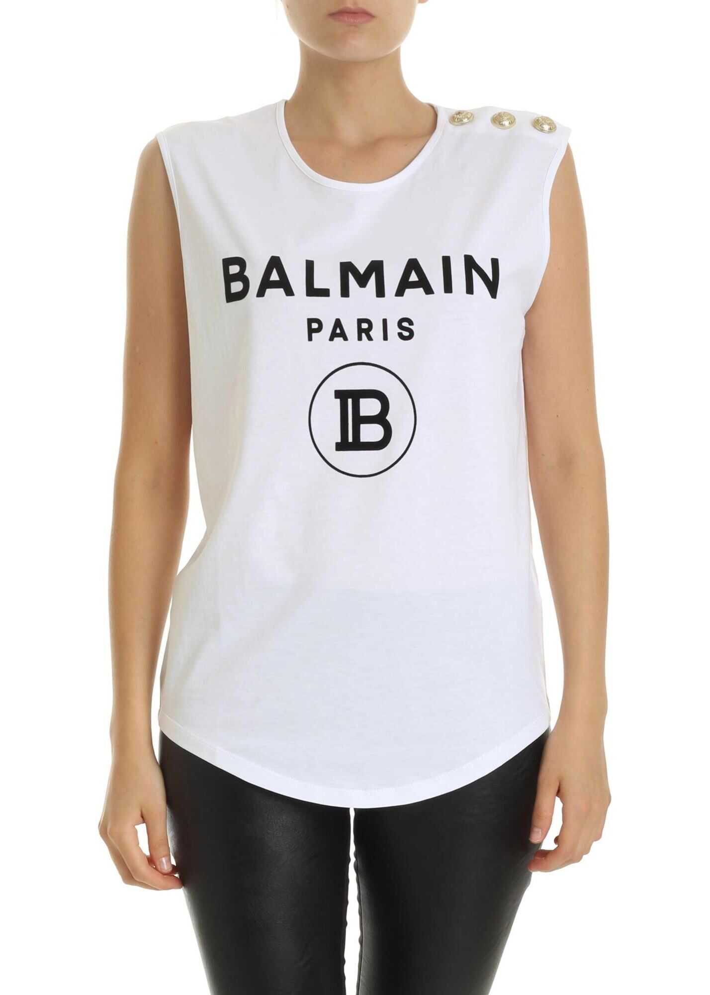 Balmain Balmain Flock Logo Top In White White