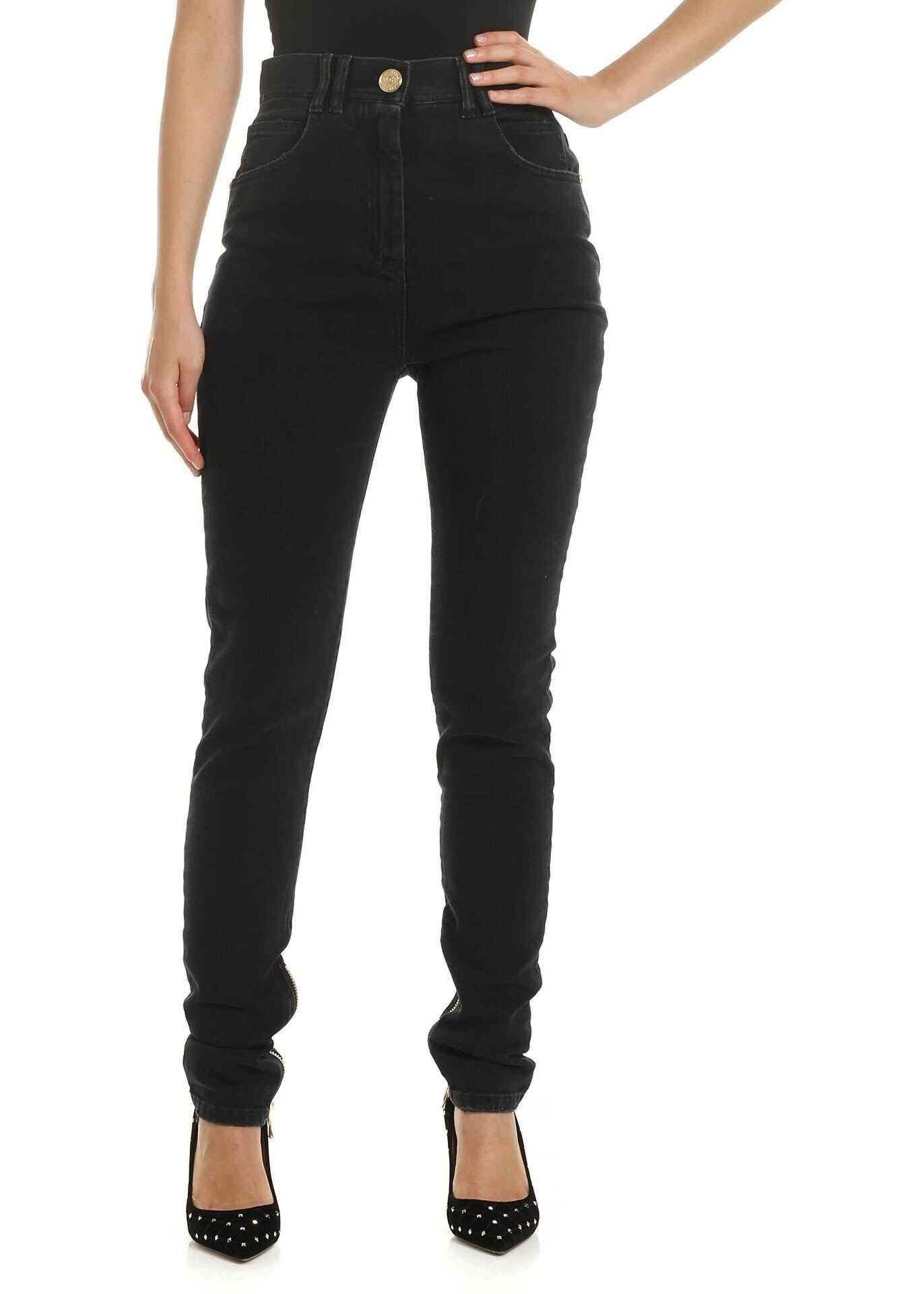 Blug Balmain Black Skinny Jeans With Zip Black