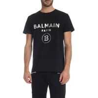 Tricouri Black T-Shirt With Silver Logo Print Barbati