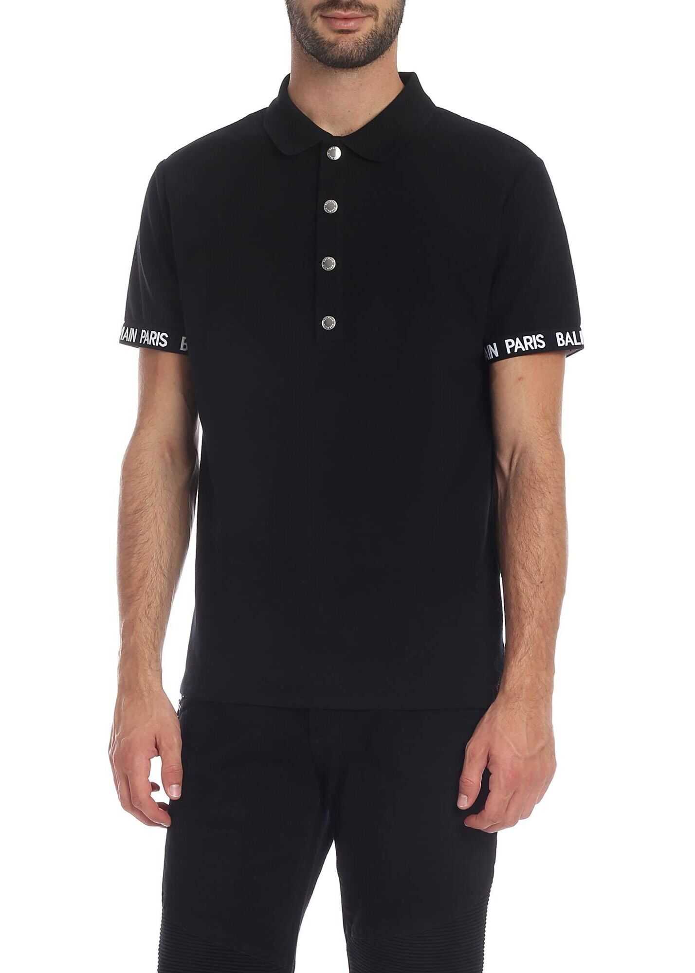 Balmain Black Polo With Branded Elastic Bands Black