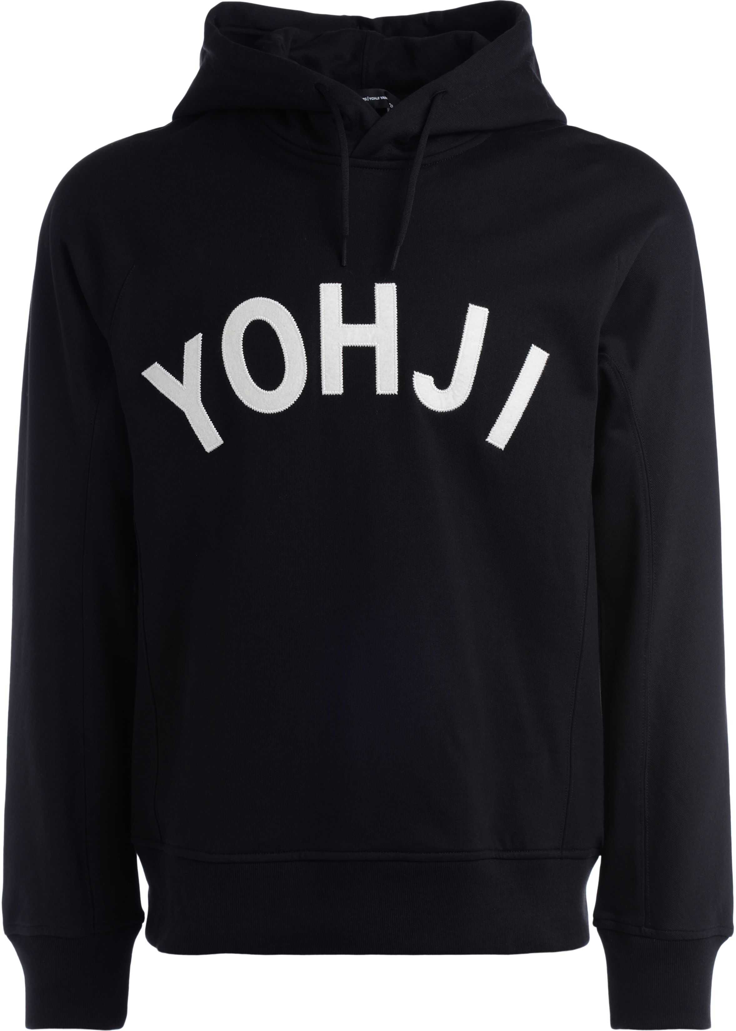 Y-3 Hooded Sweatshirt In Black Cotton With Applied White Back Logo Black