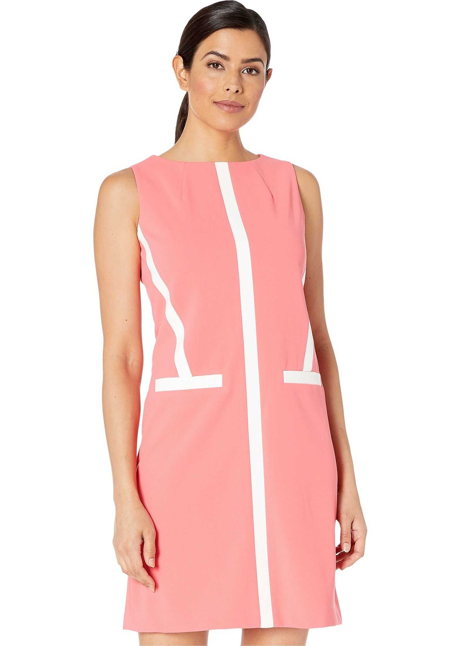 Tommy Hilfiger Color Block Shift Dress Coral/Ivory
