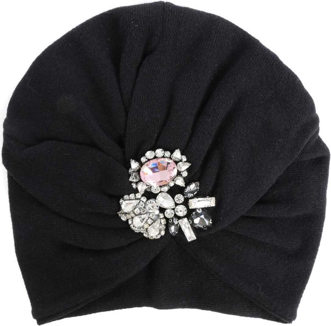 Monnalisa Black Beanie With Rhinestones Black