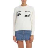 Pulovere casual Pullover With Flirting Logo In Cream White Femei